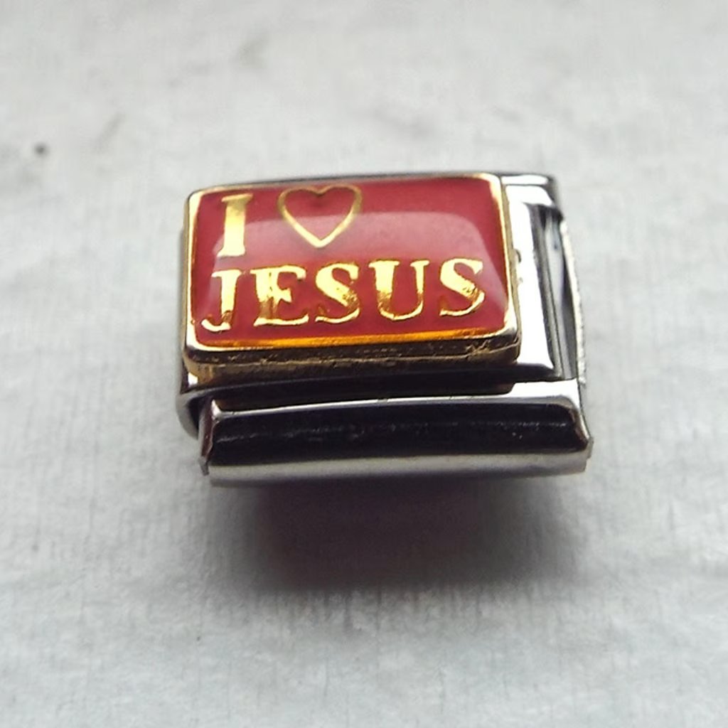 I Heart Jesus On Pink Enamel Magnetic 9mm Stainless Steel Italian Charm Link New